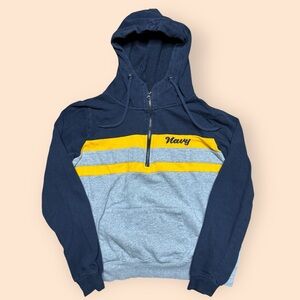 Vintage Navy Midshipmen Y2K Hoodie Youth Large Quarter Zip 2000s Kids